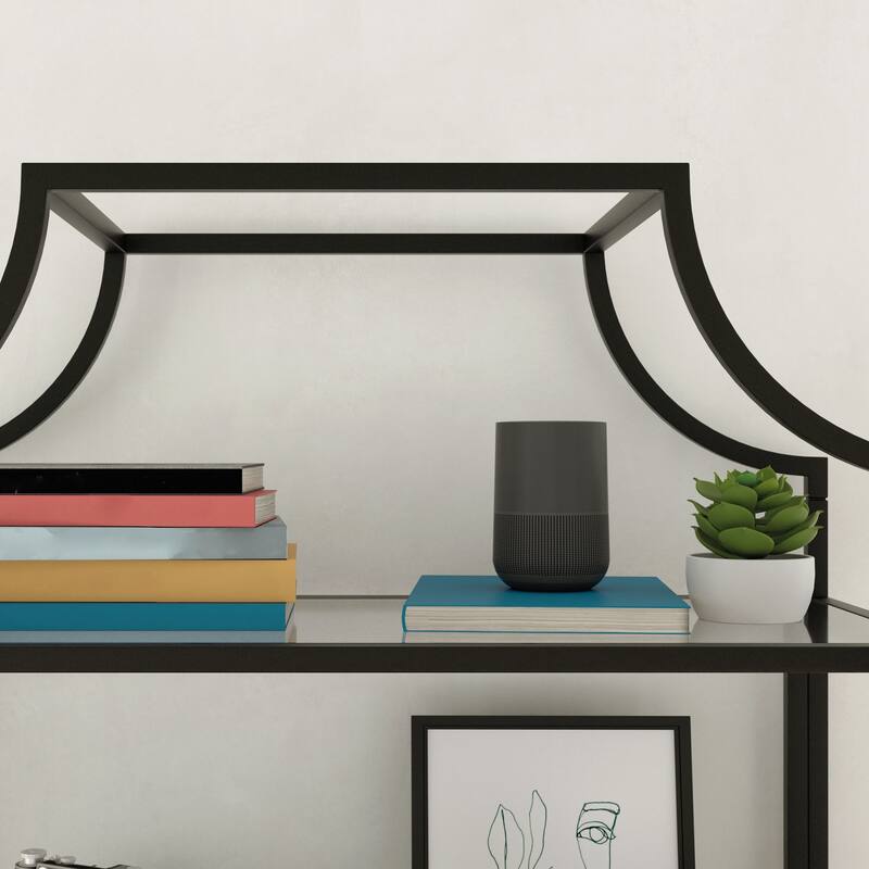 Engineered Wood Mid-Century Modern Bookcase with Open Shelving, Black - 30"W x 14.49"D x 70.87"H