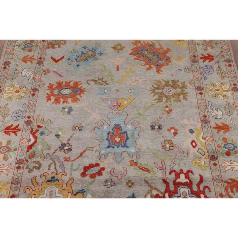 Floral Oushak Oriental Area Rug Handmade Transitional Wool Carpet - 8'9"x 11'9"