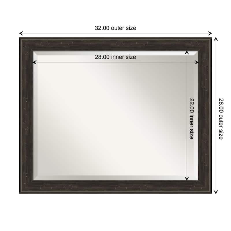 Beveled Wall Mirror - Shipwreck Black Narrow Frame - 32 x 26-inch - Shipwreck Greywash Narrow