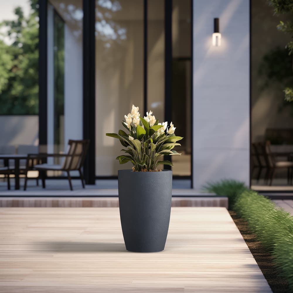 Tall Concrete Round Plant Pots / Large Indoor and Outdoor flower Planters