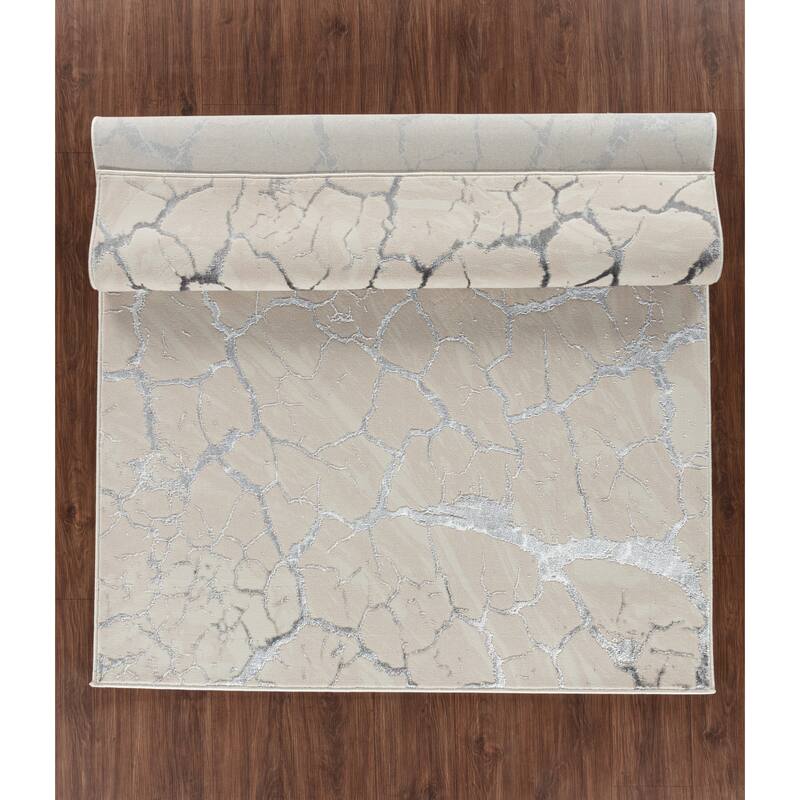 Maz Collection Beige/Gray Contemporary Area Rug