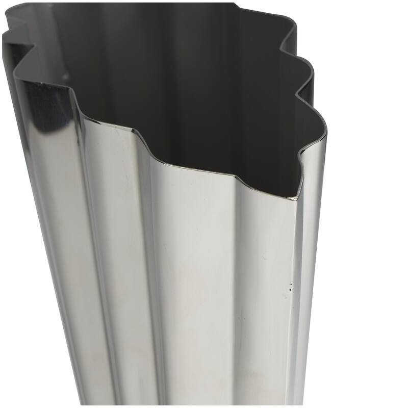 Stainless Steel Metal Decorative Vase with Zig Zag Edging - Silver - Roche River Decor
