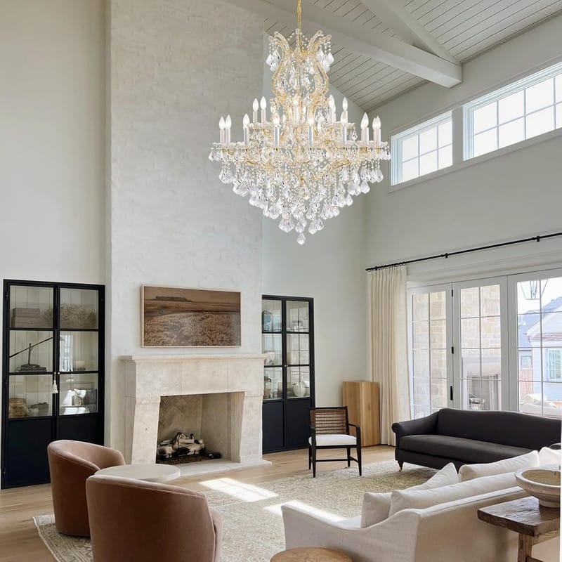 KAYLA Large Crystal Chandelier-24-Light Chandelier Light Fixture Modern Maria Theresa Crystal Chandeliers