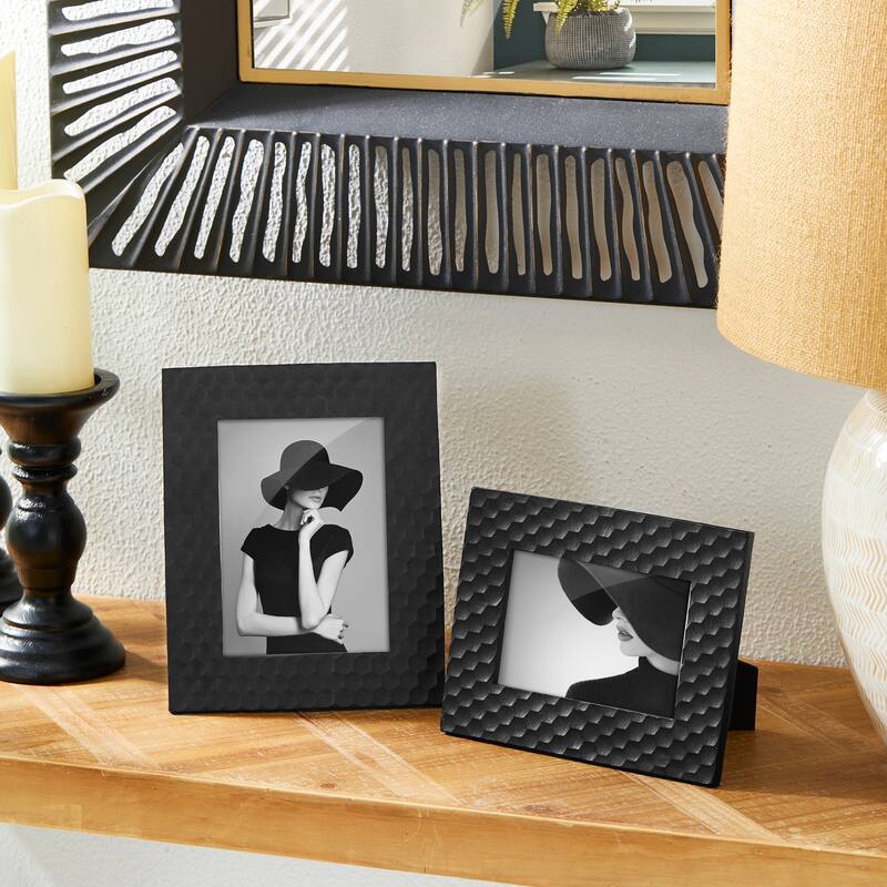 Glitzhome Set of 2 Xmas Honeycomb Resin Wall Tabletop Picture Frames-4x6,5x7