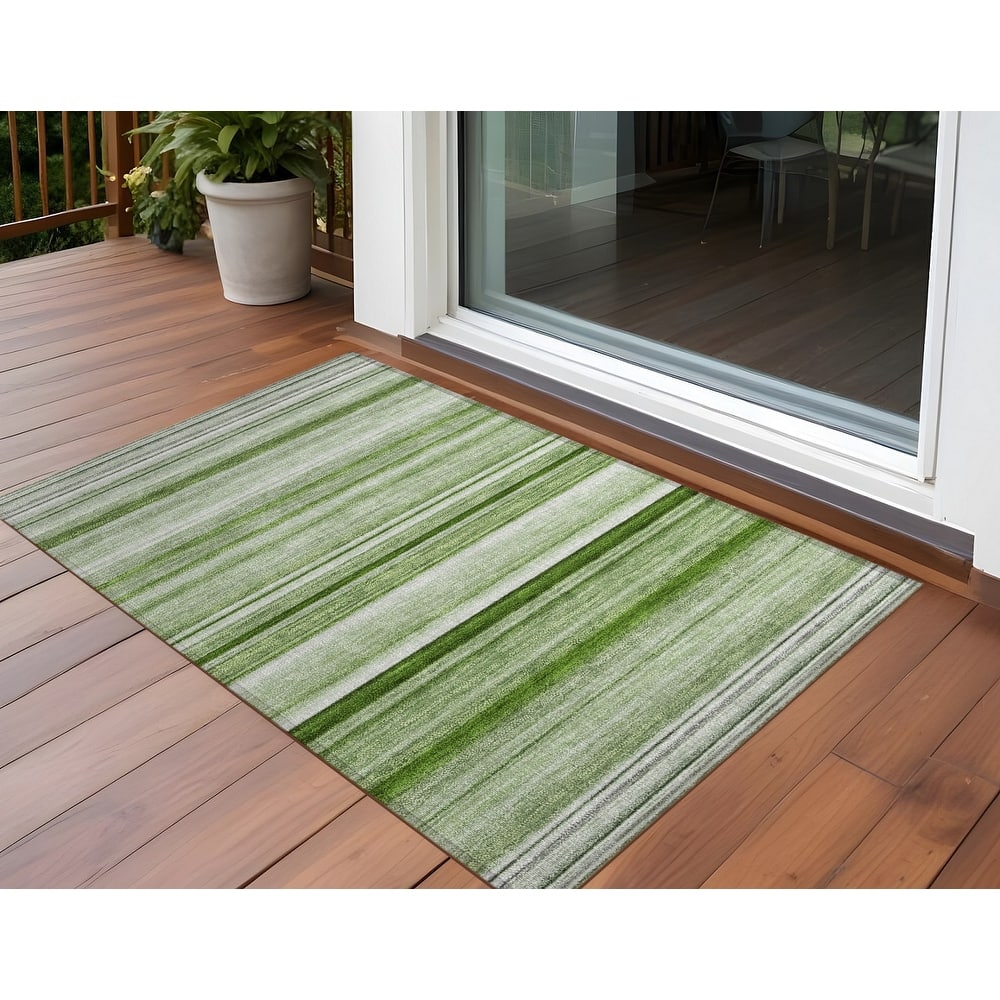 Pasi Stripe Weather Resistant Timeless Fusion Outdoor Rug