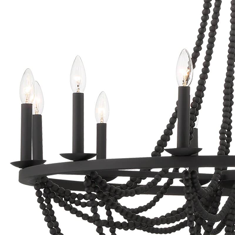 Fidenza 12-light Empire Farmhouse Solid Wood Beaded Chandelier with UL Certified - 37 inches