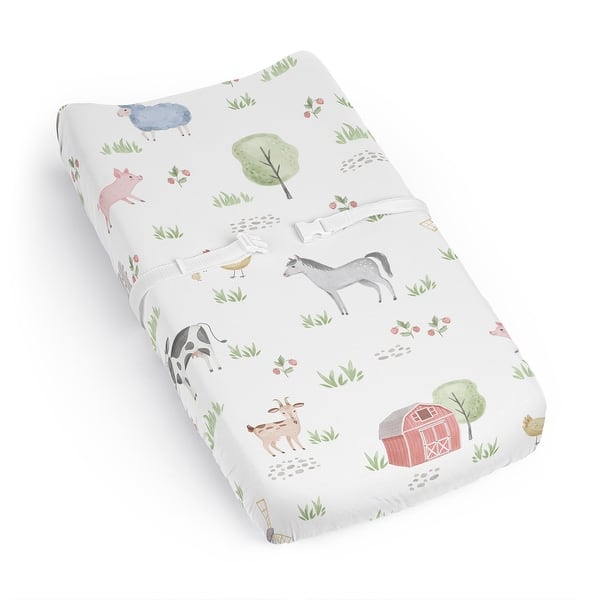 slide 2 of 6, Sweet Jojo Designs Farm Animals Boy Girl Gender Neutral Changing Pad Cover Sheet Watercolor Farmhouse Barn Horse Cow Sheep Pig
