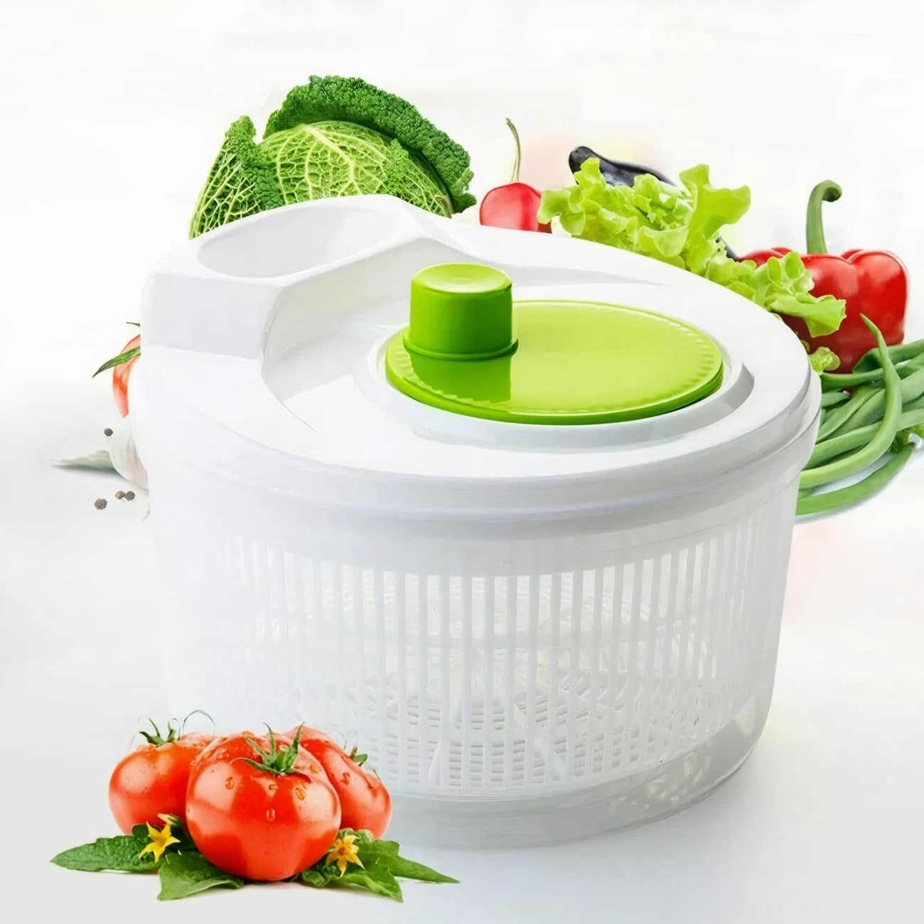 Innovaze 3.8L Multi-Function Salad Spinner & Vegetable Dryer with Built-In Cutter