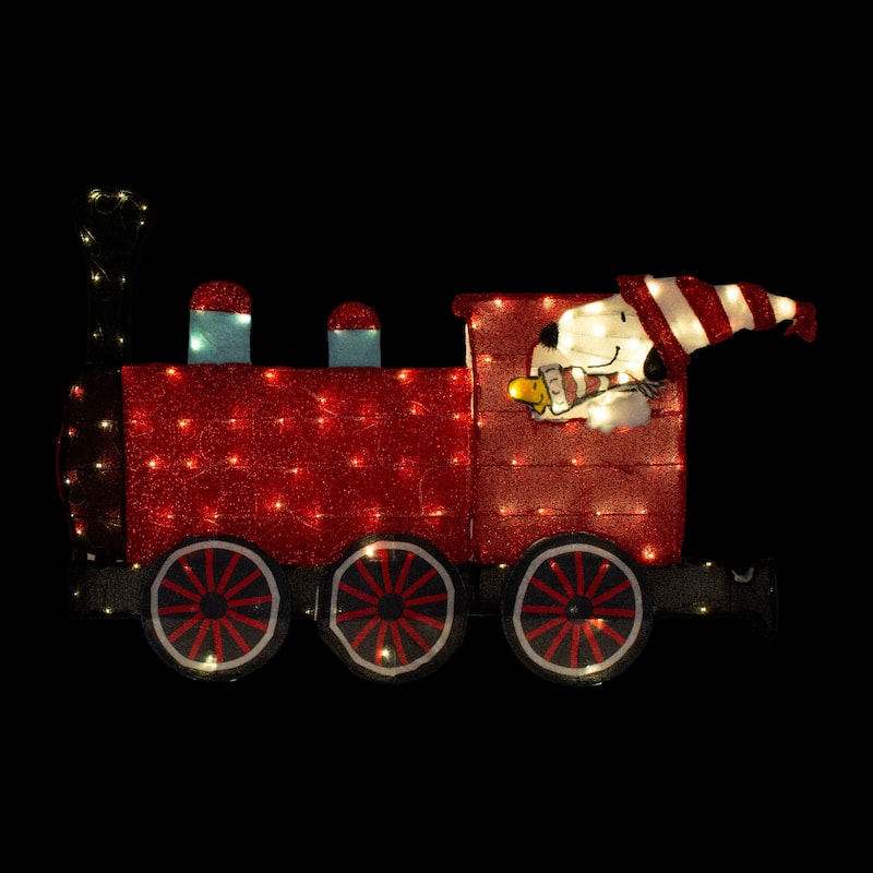79" Peanuts Pre-lit LED 2D Yard Art 2 piece Train Set