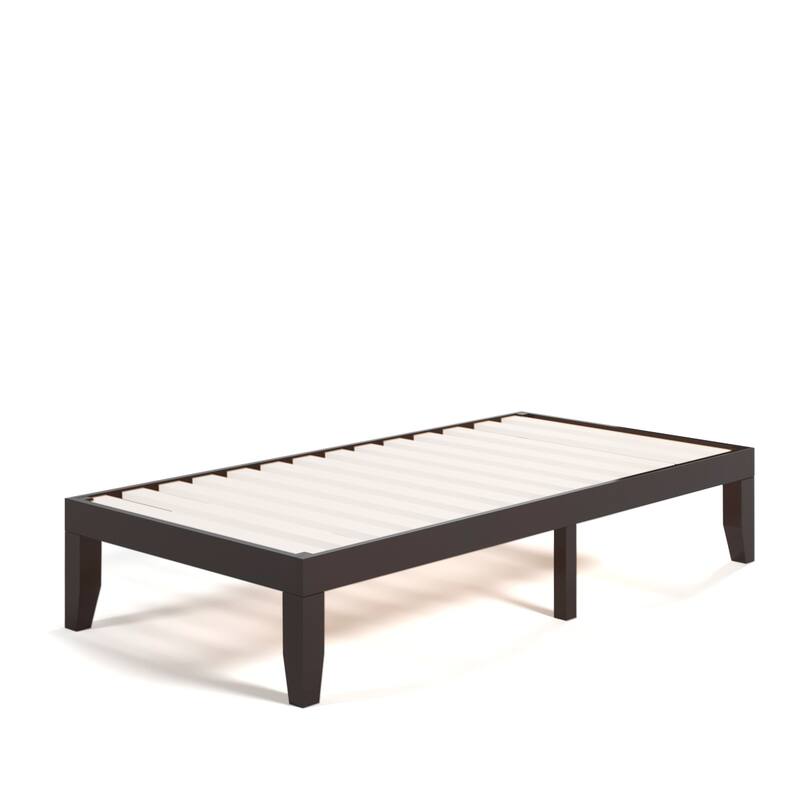 Gymax 14'' Twin Size Wooden Platform Bed Frame w/ Strong Slat Support - Espresso