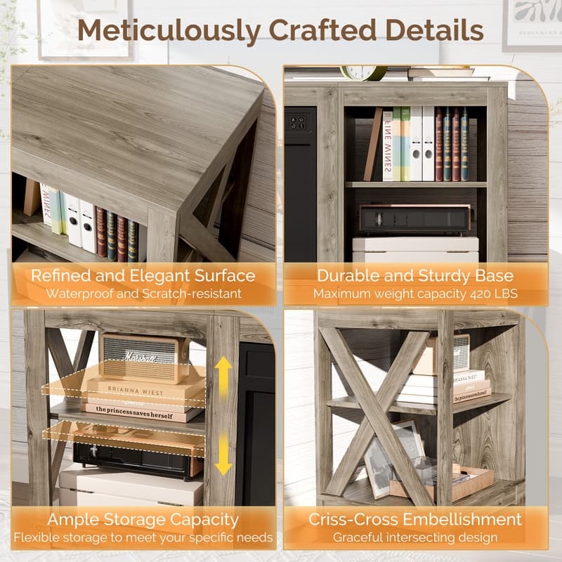 TV Stand with Optional Fireplace for TVs up to 70in Farmhouse Entertainment Center with Adjustable Shelves