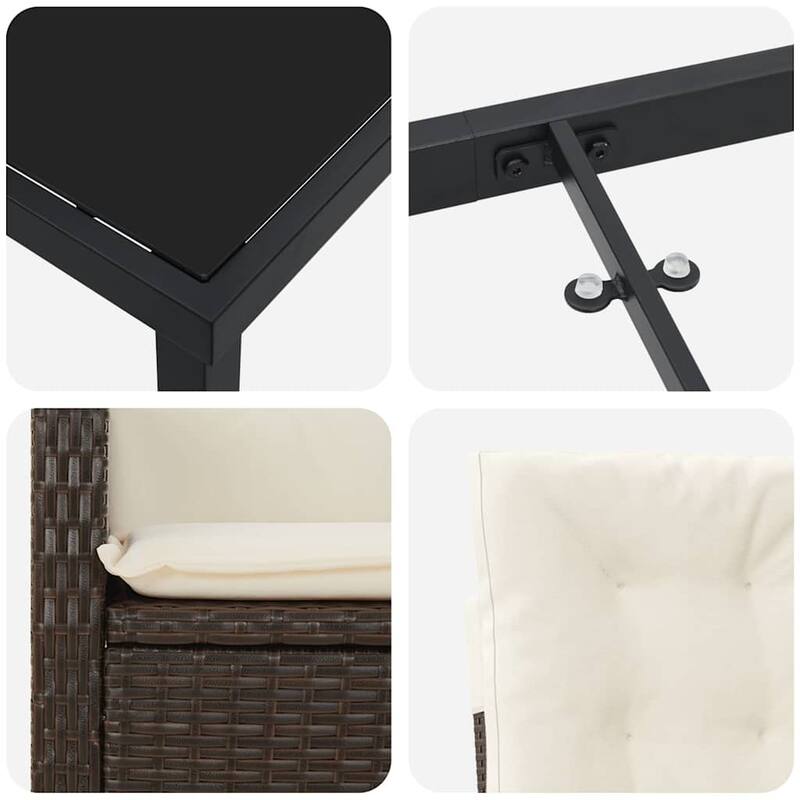 vidaXL Garden Dining Set with Cushion Poly Rattan