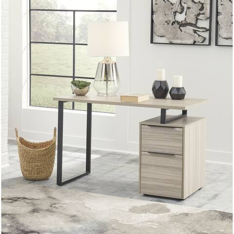 Signature Design by Ashley Waylowe Black/Natural Home Office Desk