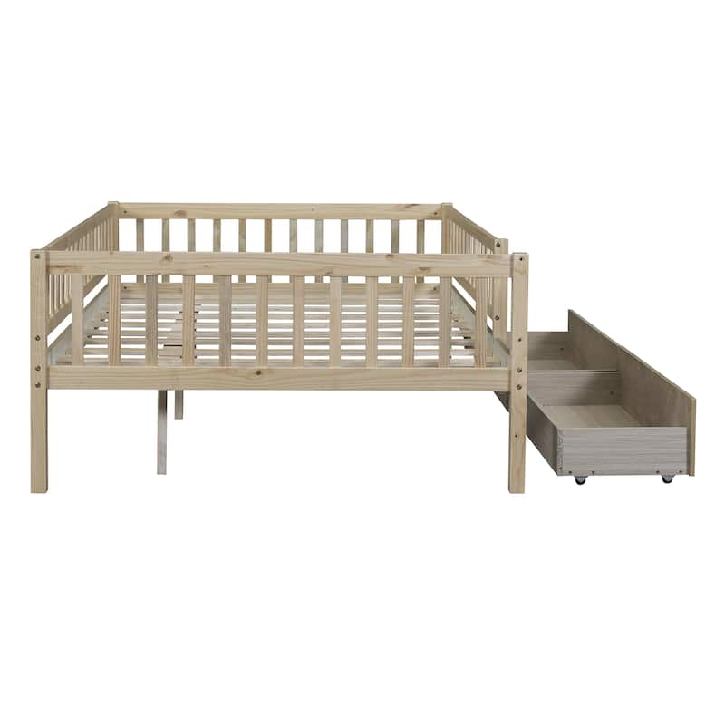 Full Size Daybed Wood Bed with Two Drawers