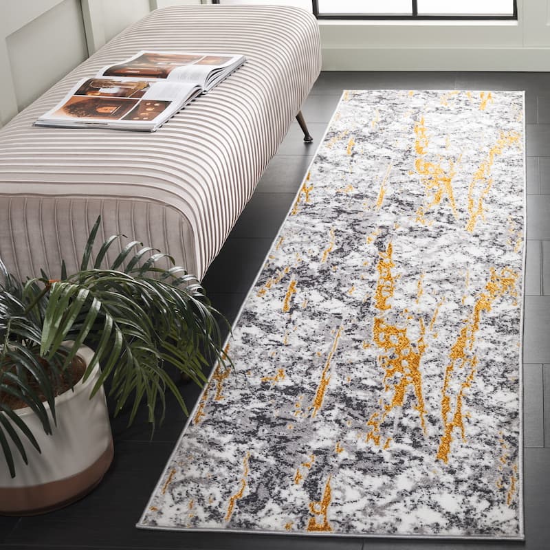 SAFAVIEH Amelia Oddbjorg Modern & Contemporary Rug - 2'2" x 8' Runner - Ivory/Gold