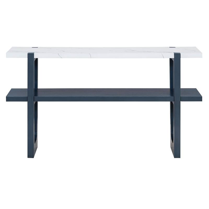 Console Table with Marble-Effect Top - Versatile Storage Solutions