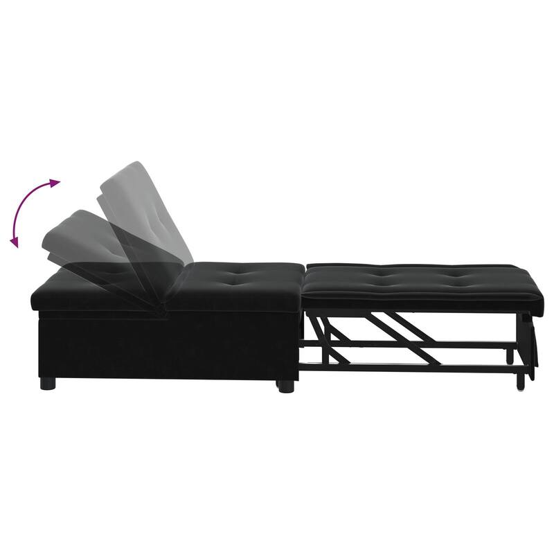 vidaXL Sofa Bed 3-in-1 Pull-Out Design Black/Dark Grey Velvet - 76.4 x 26.4 x 32.3