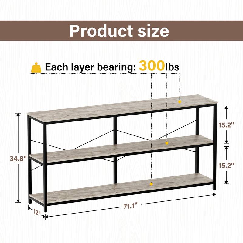 55" Sofa Console Table Narrow Long Console Entryway Table with Storage Shelf TV Stand