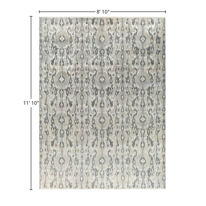 Ikat One-of-a-Kind Handmade Area Rug - Gray, 8' 10" x 11' 10" - 8' 10" x 11' 10"