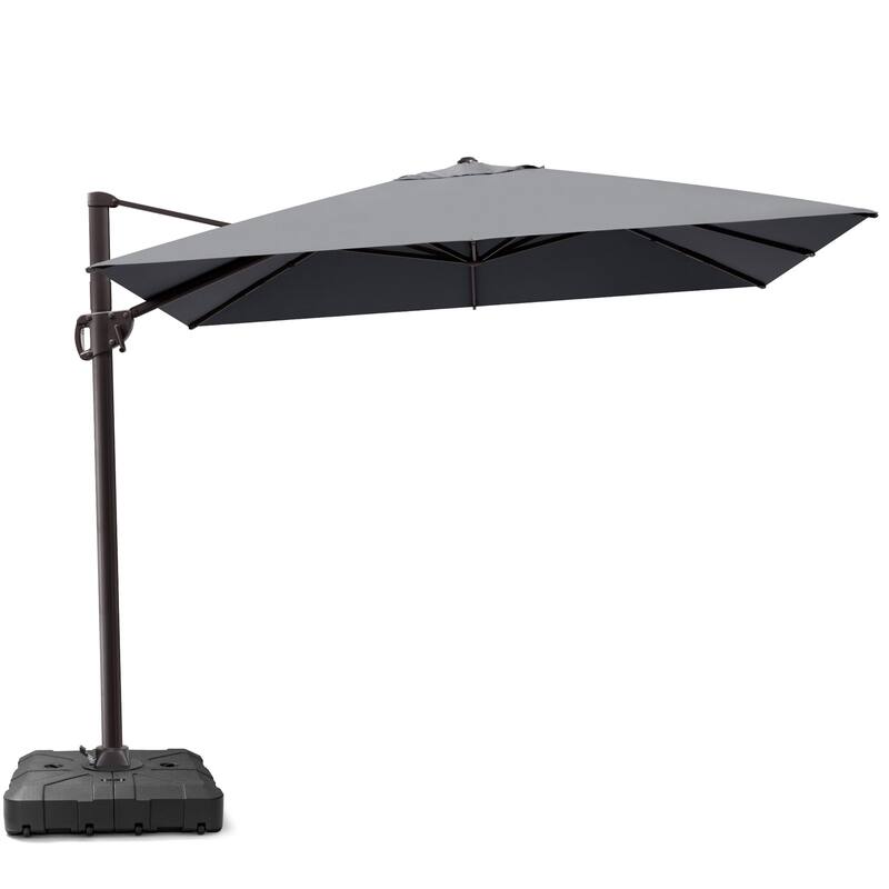 Outdoor 9 x 10.5 FT Patio Umbrella Cantilever-Offset Umbrella with Weighted Base - Dark Grey