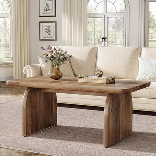 Rectangle Wooden Coffee Table, Farmhouse Accent Center Table Low Cocktail Tea Table for Living Room