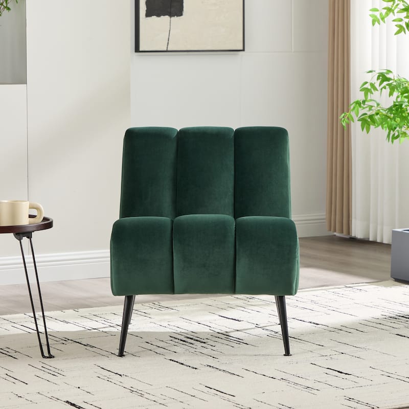 24.4"W Accent Chair,Upholstered Armless Chair with Metal Legs