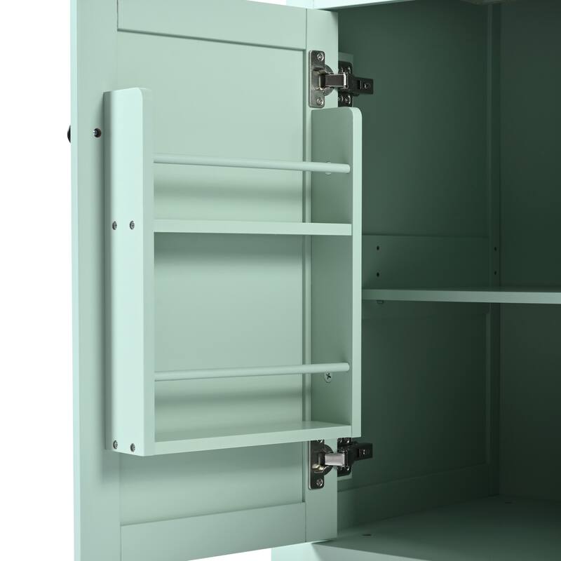 Kitchen Cart with Rubber wood Drop-Leaf Countertop ,Kitchen Island on 5 Wheels with Storage Cabinet and 3 Drawers