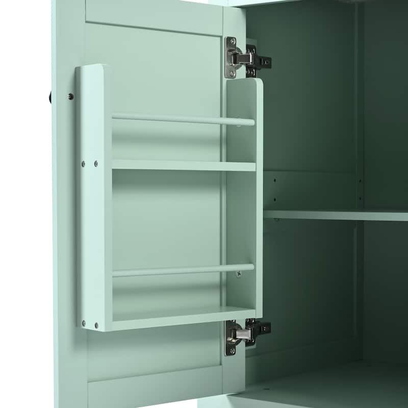 Roomfitters Kitchen Cart with Rubber wood Drop-Leaf Countertop, 5-Wheel Kitchen Island with Storage Cabinet & 3 Drawers