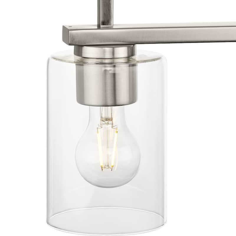 Goodwin Collection Four-Light Brushed Nickel Modern Farmhouse Island Light - 40.375 in x 4.37 in x 16.75 in