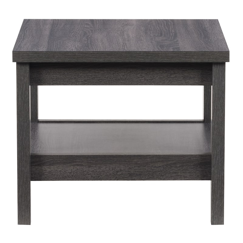 Hollywood Side Table with Shelf, Dark Grey
