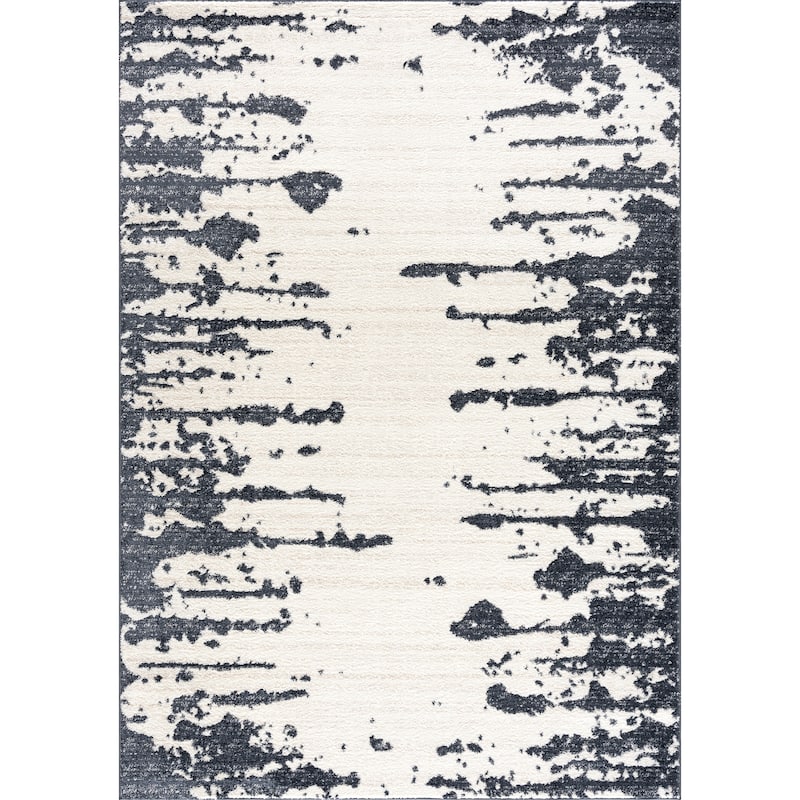 Abani Rugs Nuevo NUE130A Cream and Black Ink Splatter Area Rug
