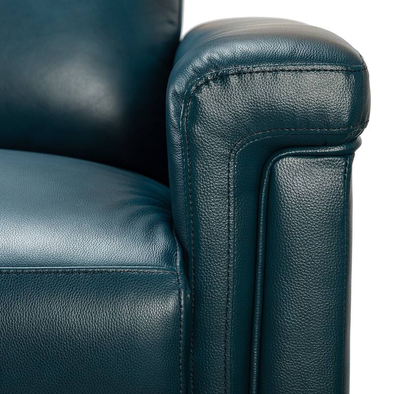 Alicia 34.65" Wide Contemporary Classic Genuine Leather Power Recliner With USB Port, Set of 2
