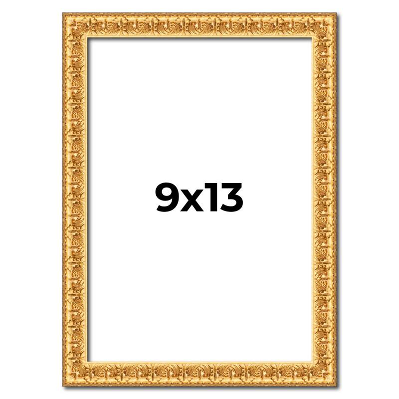 9x13 Frame Gold Real Wood Picture Frame Width 1 inches | Interior