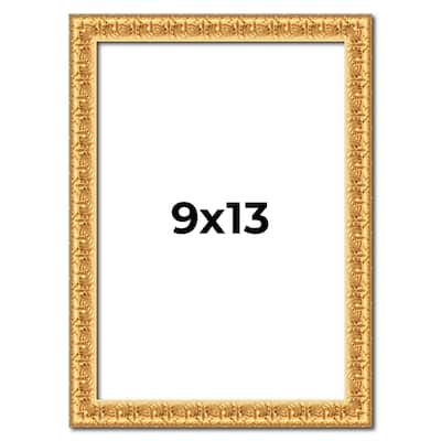 9x13 Frame Gold Real Wood Picture Frame Width 1 inches | Interior
