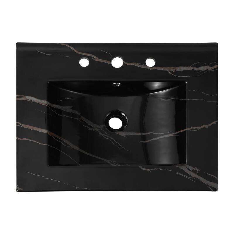 Aubert 3-Hole Classic Contemporary Rectangular Ceramic Single Sink Basin Vanity Top, by JONATHAN Y