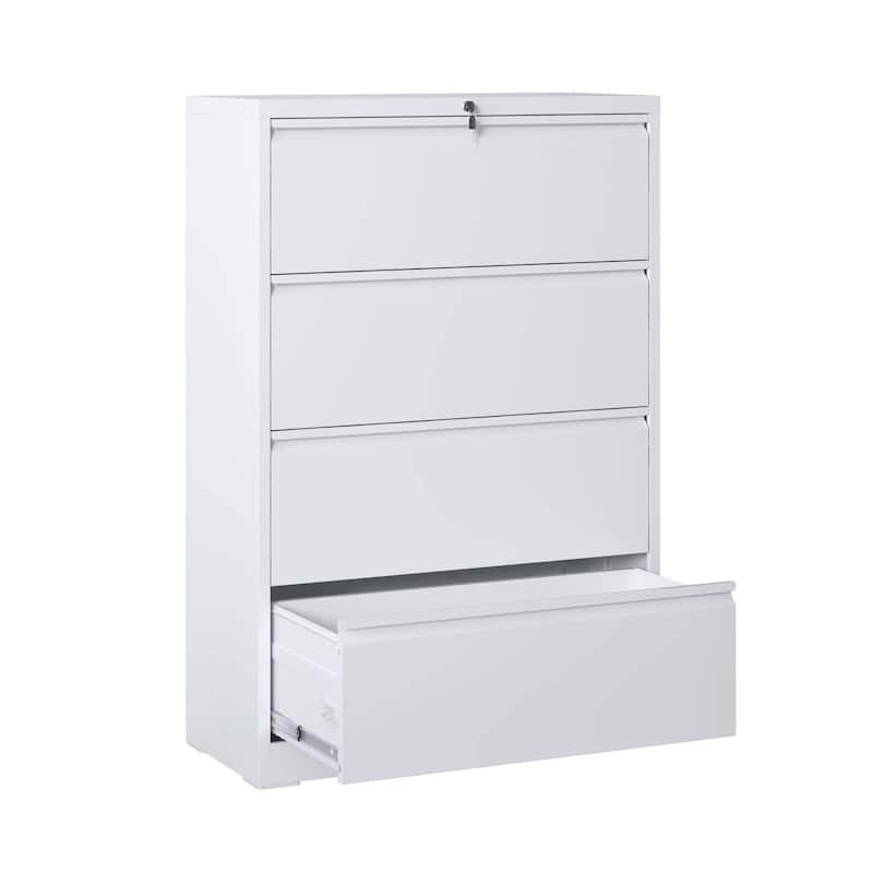 Lateral File Cabinet 4 Drawer, Filing Cabinet with Lock, Lockable File Cabinet for Home Office, Locking Metal File Cabinet