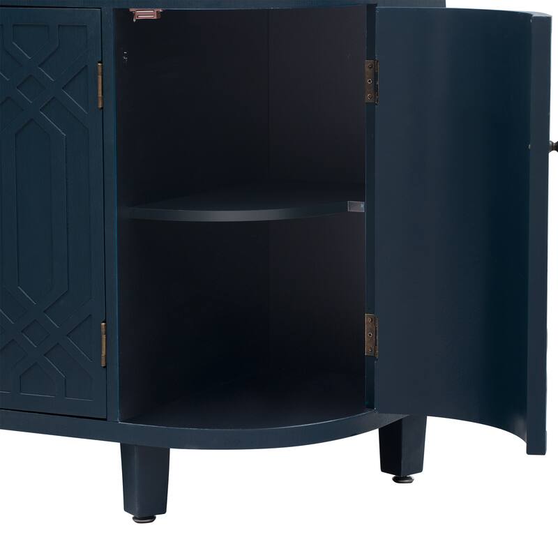 Storage Cabinet With 4-Doors And Adjustable Shelves,Solid Wood