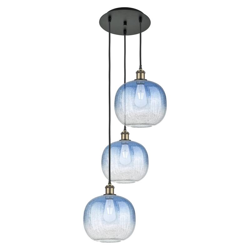 Innovations Lighting Endless Possibilities Ballston - Brookhaven Sphere - 3 Light 17" Cord Hung Multi Pendant - Black Antique Brass/Sapphire Blue
