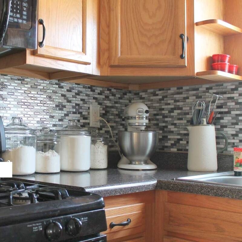 Art3d 12"×12" Vinyl Peel and Stick Backsplash Tile (6-Pack) Cold Mix