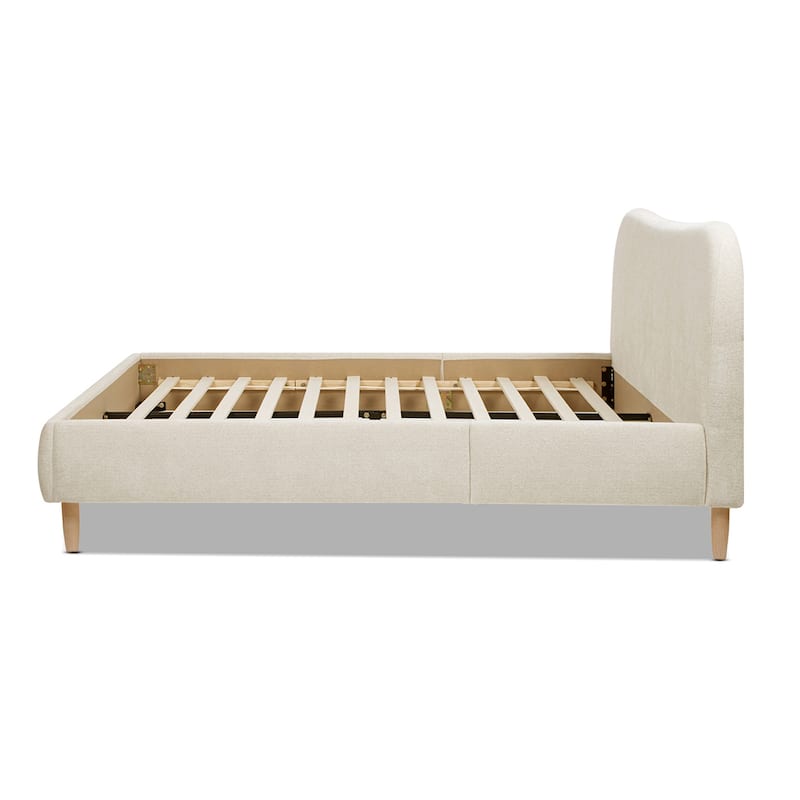 Roman Boucle Sherpa Curved Headboard Modern Platform Bed