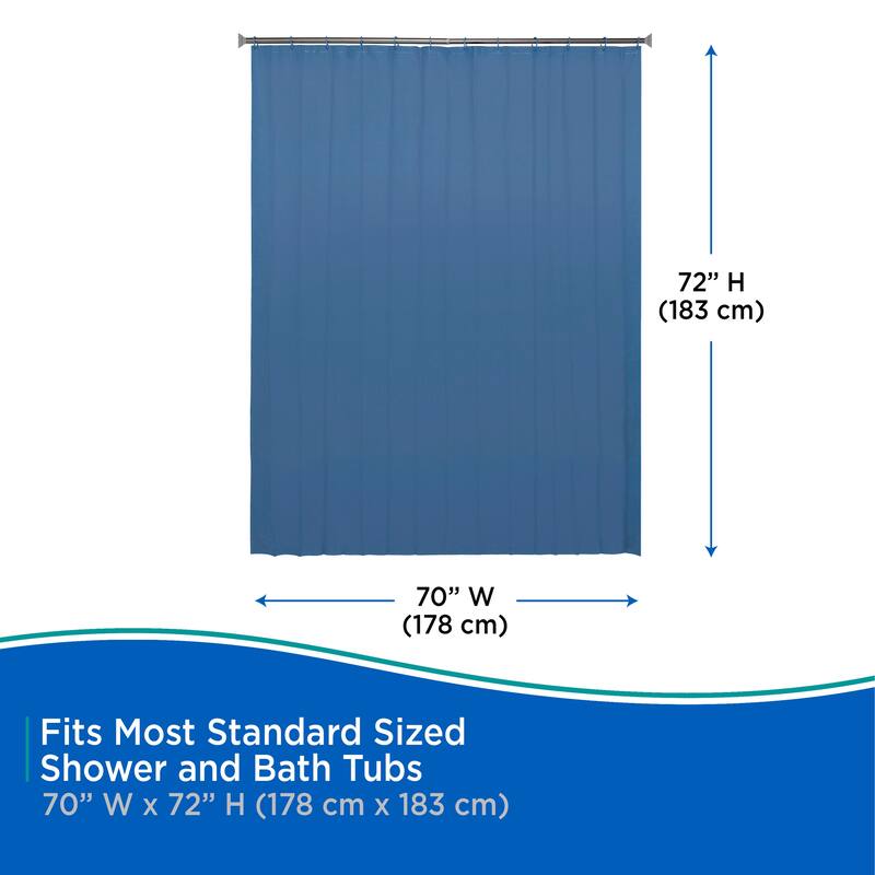 Kenney Lightweight PEVA Shower Curtain Liner and C-Ring Set, 70" W x 72" H
