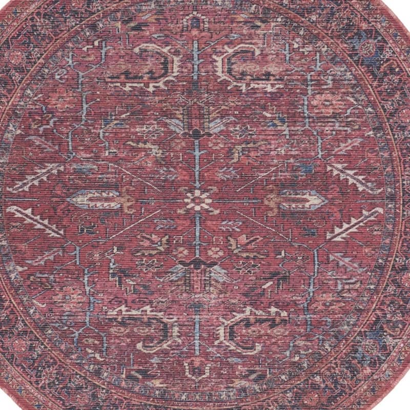 Power Loomed Distressed Geometric Floral Traditional Area Rug - 94' X '94' X '0.28