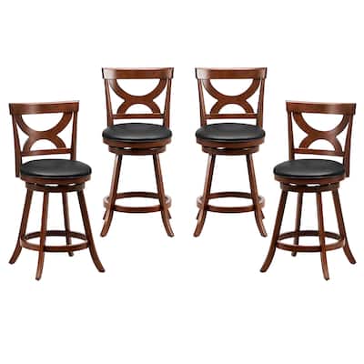 Gymax 4pcs 24 inch Bar Stools Swivel Counter Height w/ PVC Leather