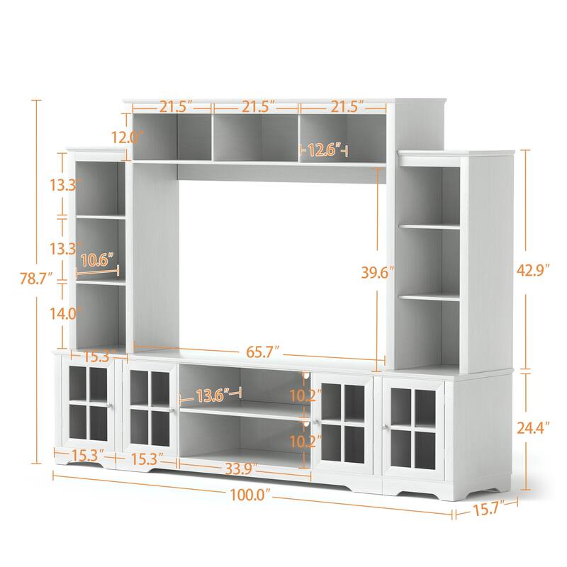 Wall Unit TV Stand with Storage Large Entertainment Center with Bookshelves for TVs up to 65", Media Console for Living Room