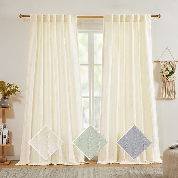 Deconovo Back Tab Embroidered Curtains for Living Room 2 Panels