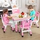 preview thumbnail 24 of 45, Garvee Kids Table and 4 Chairs Set, Graffiti Desktop Plastic Children Art Table, Height Adjustable Table and Chair Set