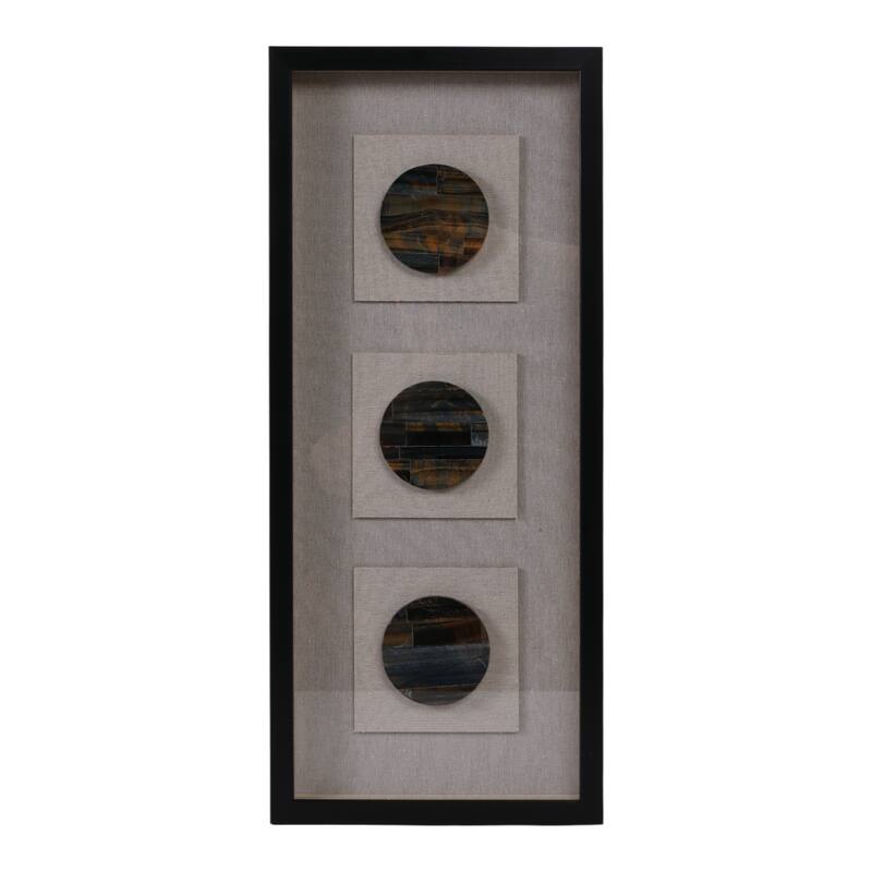 Stone Canvas Art Wall Decor with Modern Geometric Pattern - 28" Brown
