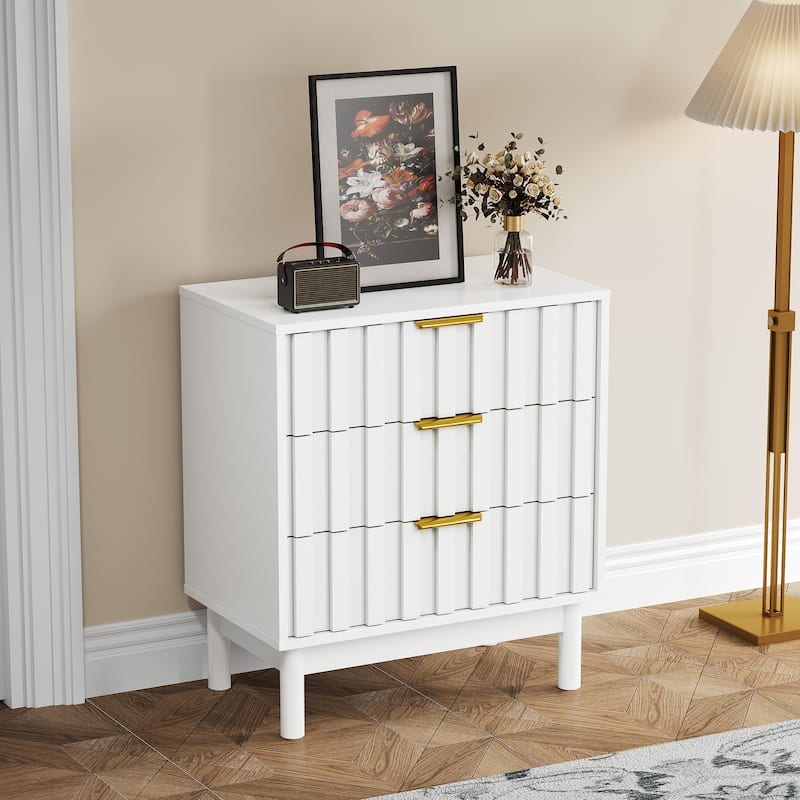 3 Drawer Dresser with Fluted Panel Design