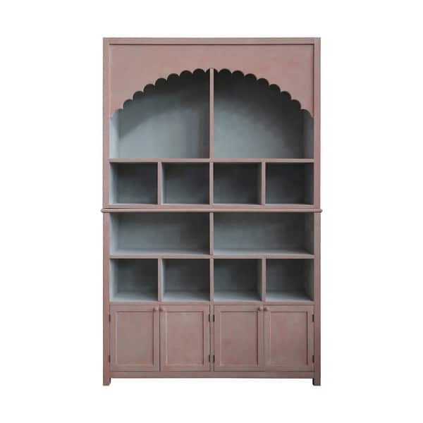 slide 2 of 7, Wood Cabinet Storage with Scalloped Edge - 59.5"L x 15.8"W x 94.5"H 59.5"L x 15.8"W x 94.5"H - Pink
