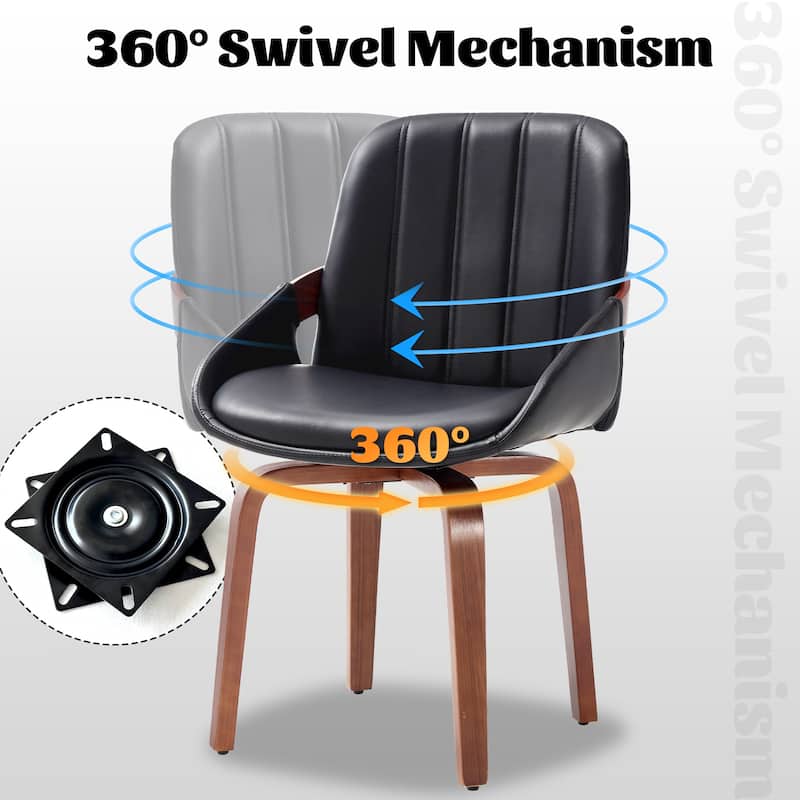 Upholstered Modern Faux Leather Swivel Dining Chairs Bentwood Side Chairs, Set of 2/4/6